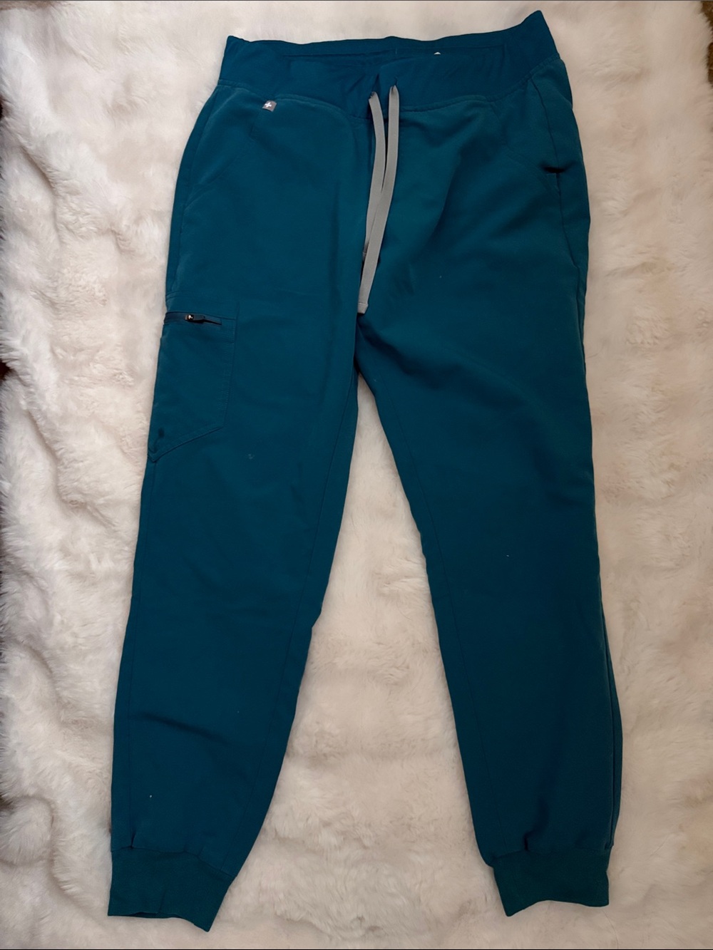 FIGS Teal Drawstring Joggers with Zip Pocket